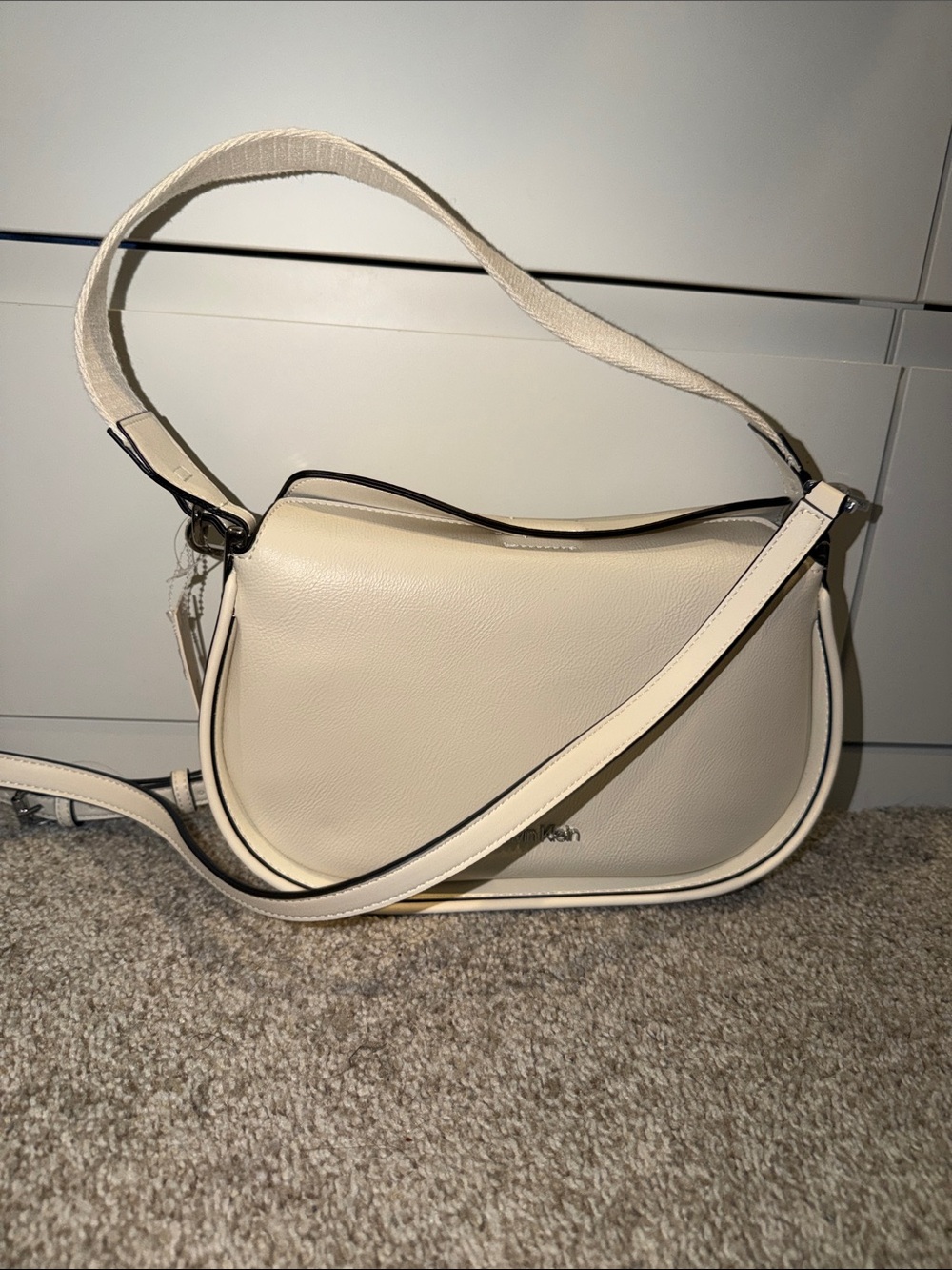 Cream Calvin Klein Crossbody Shoulder Bag - Lightweight Everyday Tote